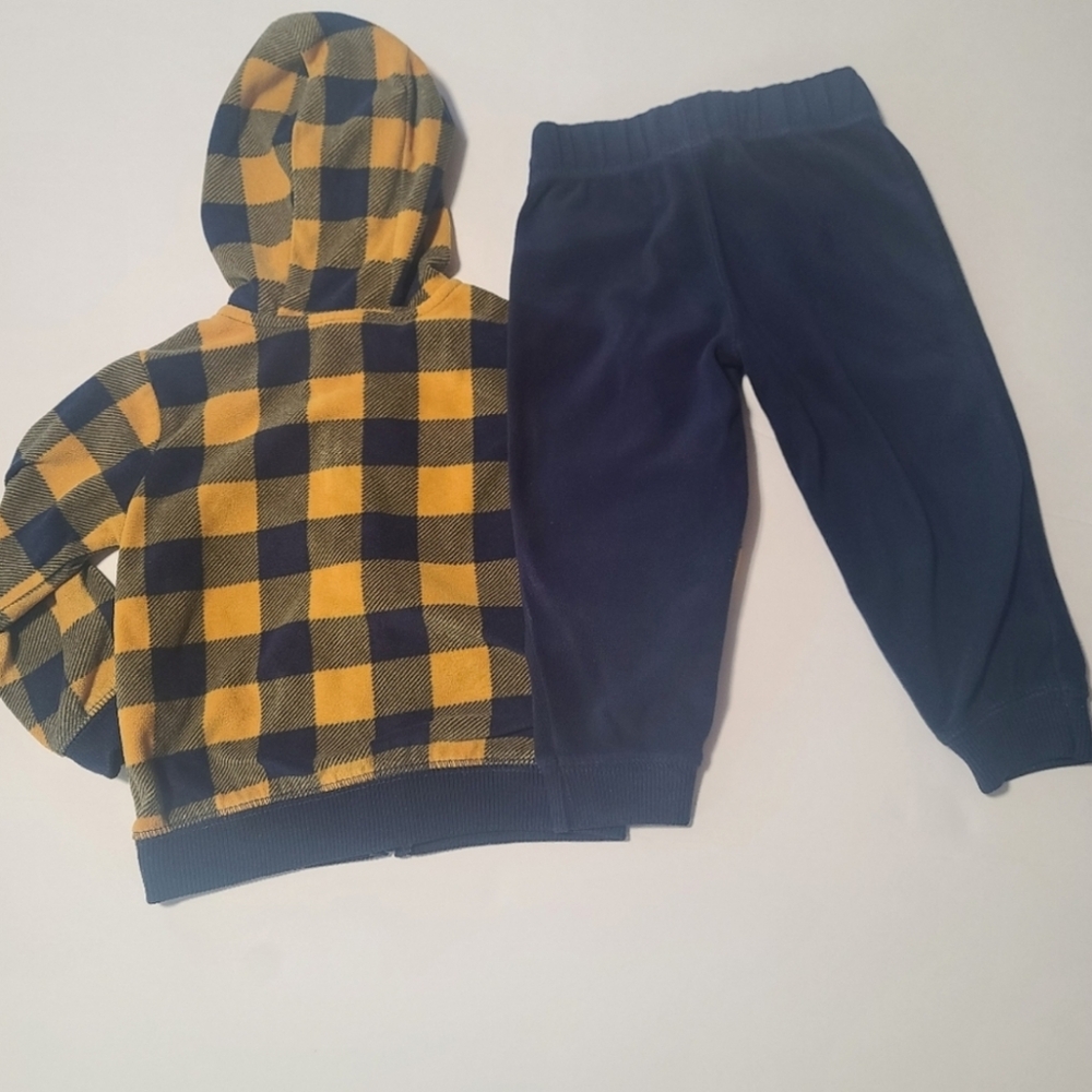 Boys Size 24M-2T Carter's And Old Navy Kids Zip-Up Fleece Hoodie & Pants Bundle - Picture 3 of 11